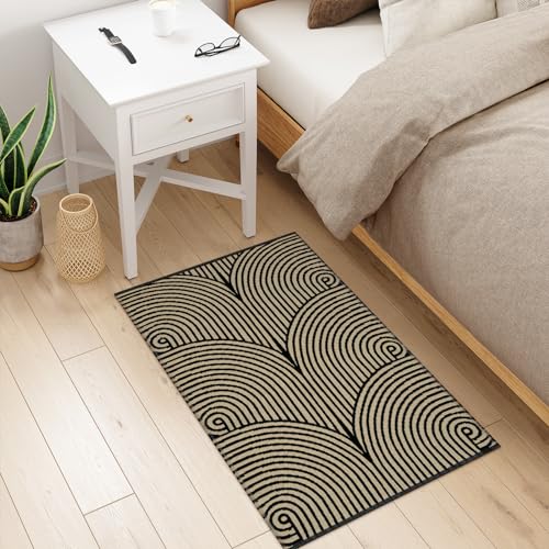 Tiffasea Woven Runner Rug 2'x6', Machine Washable Indoor Outdoor Rugs Cotton Woven Area Rug Hallway Runner Rug Entryway Rug for Living Room/Laundry/Bathroom/Bedroom(Black and White)