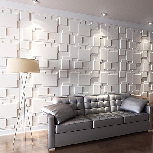 Art3d PVC Decorative Textures Black 3D Wall Panels for Interior Wall Décor, Black Wall Decor,Pack of 12 Tiles 32 Sq Ft