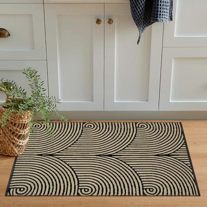 Tiffasea Woven Runner Rug 2'x6', Machine Washable Indoor Outdoor Rugs Cotton Woven Area Rug Hallway Runner Rug Entryway Rug for Living Room/Laundry/Bathroom/Bedroom(Black and White)