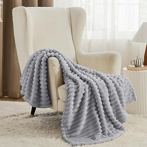 Bedsure White Throw Blanket for Couch - Super Soft Cozy Blankets for Women, Cute Small Fleece Blanket for Girls, 50x60 Inches