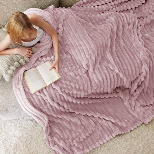 Bedsure White Throw Blanket for Couch - Super Soft Cozy Blankets for Women, Cute Small Fleece Blanket for Girls, 50x60 Inches