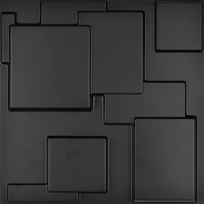 Art3d PVC Decorative Textures Black 3D Wall Panels for Interior Wall Décor, Black Wall Decor,Pack of 12 Tiles 32 Sq Ft