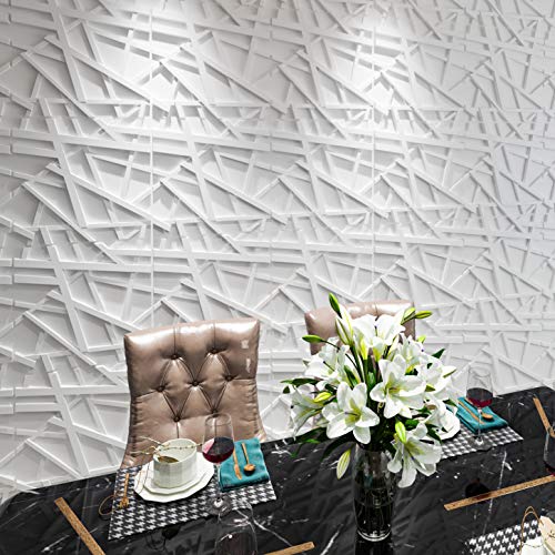 Art3d PVC Decorative Textures Black 3D Wall Panels for Interior Wall Décor, Black Wall Decor,Pack of 12 Tiles 32 Sq Ft