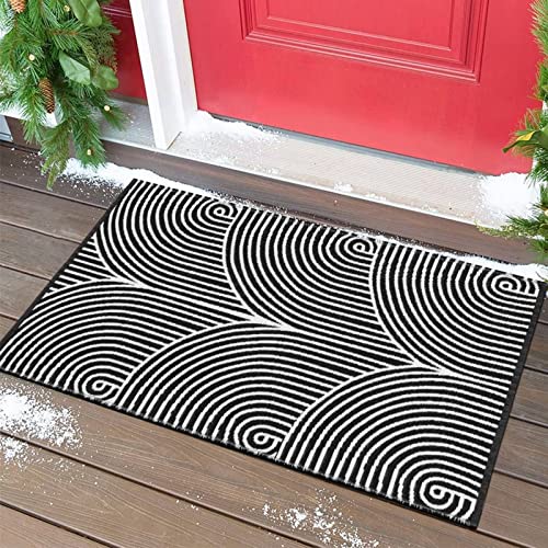 Tiffasea Woven Runner Rug 2'x6', Machine Washable Indoor Outdoor Rugs Cotton Woven Area Rug Hallway Runner Rug Entryway Rug for Living Room/Laundry/Bathroom/Bedroom(Black and White)