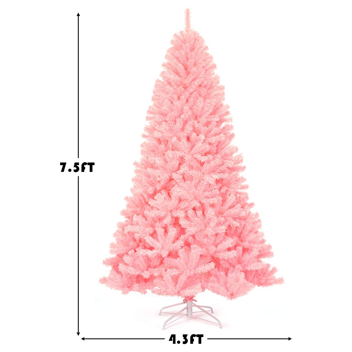 Goplus 6ft Unlit Black Christmas Tree, Artificial Halloween Tree with 1036 Branch Tips, Metal Stand, Xmas Full Tree for Indoor Holiday Carnival Party