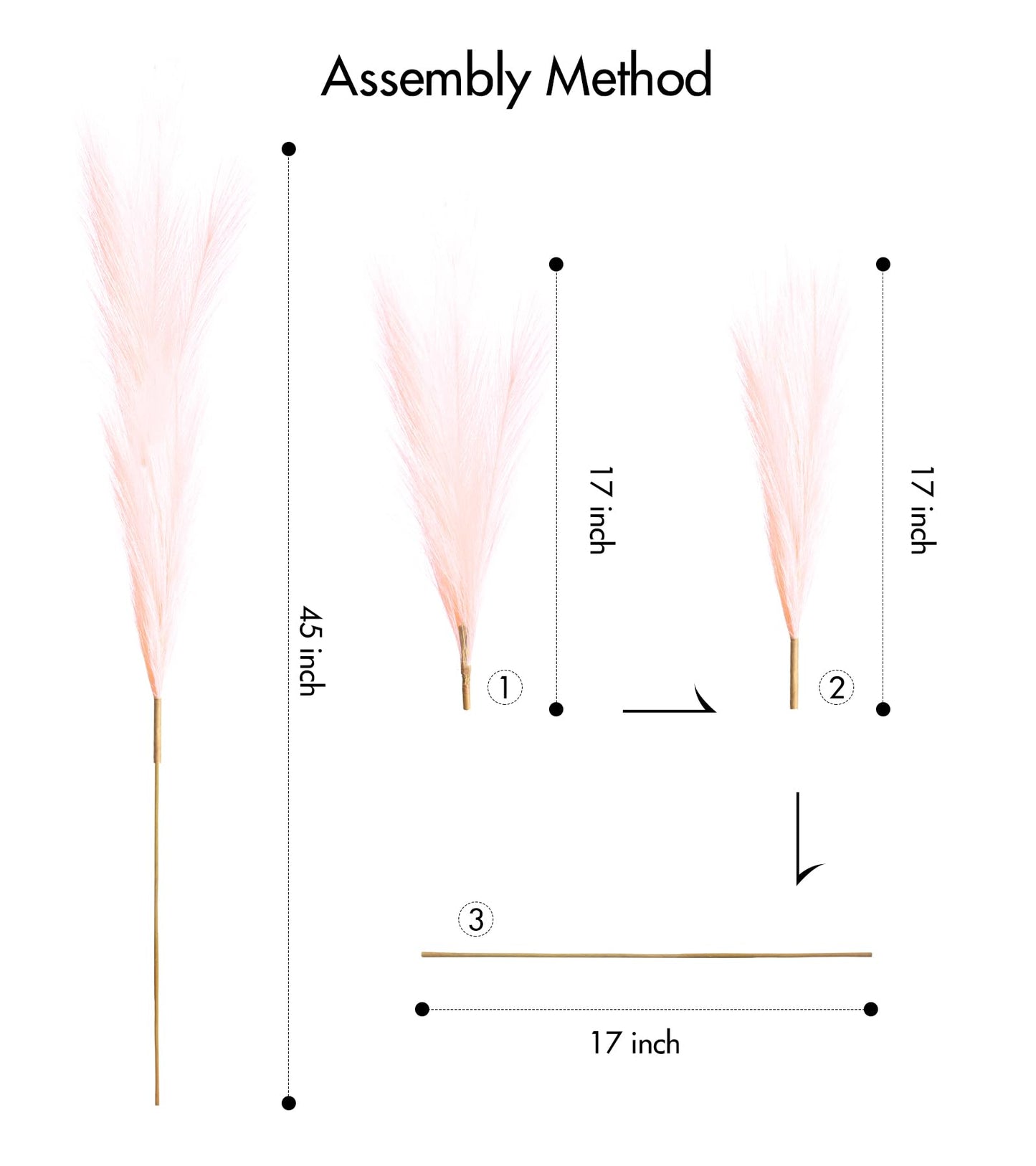 9 Pcs 17" Pampas Grass Decor Pink Purple Faux Dried Fluffy Fake Small Violet Pompas Artificial Pompous Short Stems Bouquet Flower Arrangement Vase Filler for Boho Home Wedding Decoration