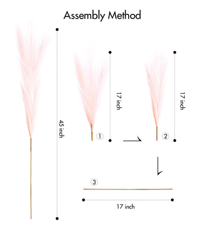 9 Pcs 17" Pampas Grass Decor Pink Purple Faux Dried Fluffy Fake Small Violet Pompas Artificial Pompous Short Stems Bouquet Flower Arrangement Vase Filler for Boho Home Wedding Decoration