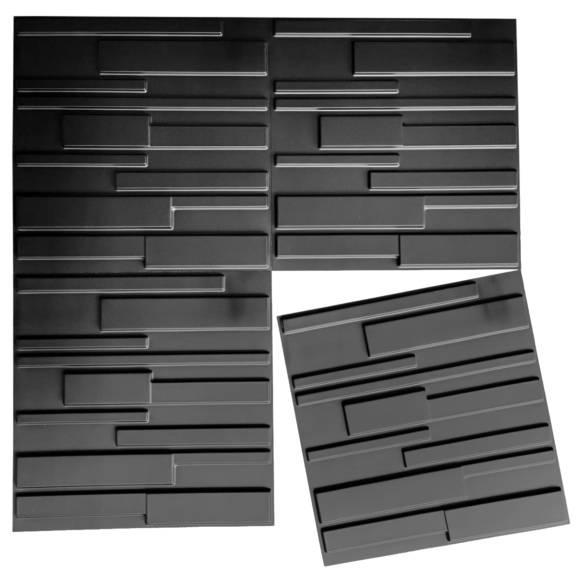 Art3d PVC Decorative Textures Black 3D Wall Panels for Interior Wall Décor, Black Wall Decor,Pack of 12 Tiles 32 Sq Ft