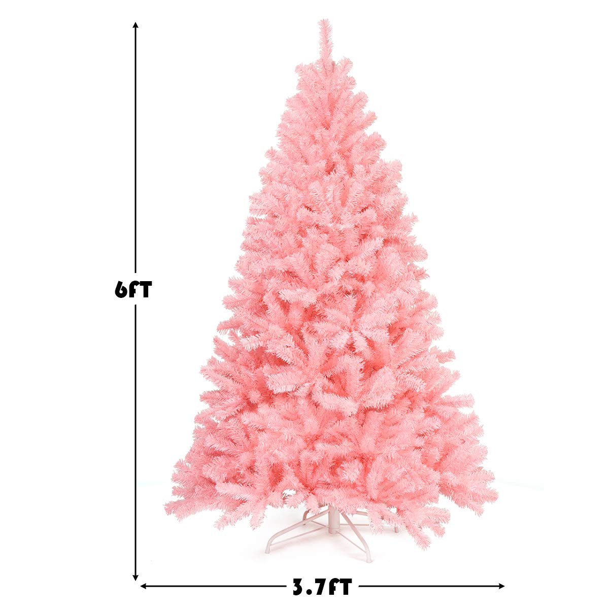 Goplus 6ft Unlit Black Christmas Tree, Artificial Halloween Tree with 1036 Branch Tips, Metal Stand, Xmas Full Tree for Indoor Holiday Carnival Party