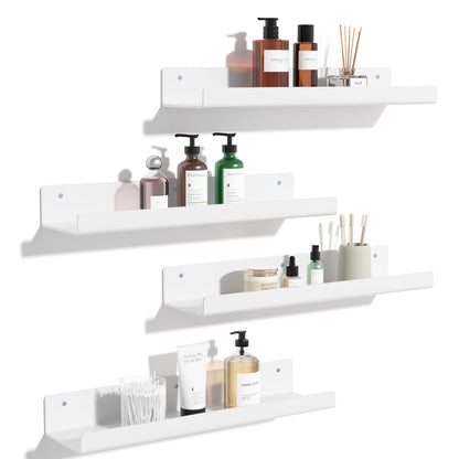 upsimples 4 Pack Acrylic Shelves for Wall Storage, 15" Floating Bookshelves for Kids, Display Shelf Organizer for Bathroom, Bedroom, Living Room, Kitchen, Room Decor, Clear