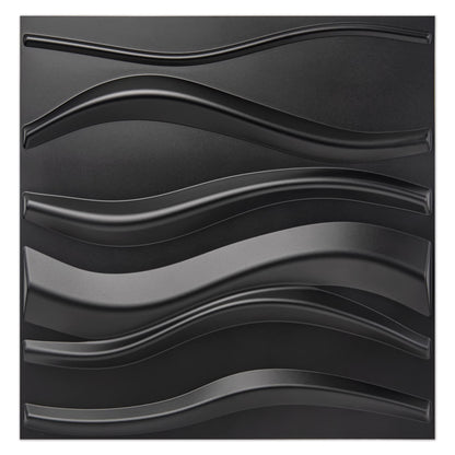 Art3d PVC Decorative Textures Black 3D Wall Panels for Interior Wall Décor, Black Wall Decor,Pack of 12 Tiles 32 Sq Ft