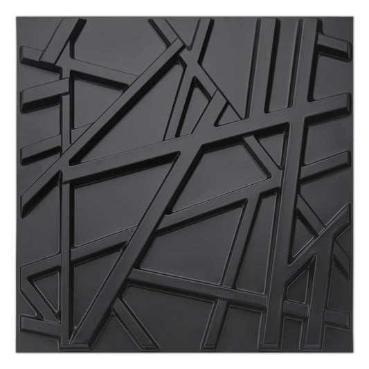 Art3d PVC Decorative Textures Black 3D Wall Panels for Interior Wall Décor, Black Wall Decor,Pack of 12 Tiles 32 Sq Ft