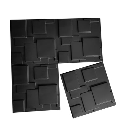 Art3d PVC Decorative Textures Black 3D Wall Panels for Interior Wall Décor, Black Wall Decor,Pack of 12 Tiles 32 Sq Ft