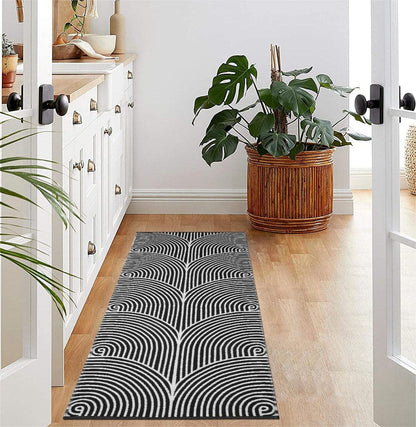 Tiffasea Woven Runner Rug 2'x6', Machine Washable Indoor Outdoor Rugs Cotton Woven Area Rug Hallway Runner Rug Entryway Rug for Living Room/Laundry/Bathroom/Bedroom(Black and White)