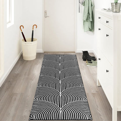 Tiffasea Woven Runner Rug 2'x6', Machine Washable Indoor Outdoor Rugs Cotton Woven Area Rug Hallway Runner Rug Entryway Rug for Living Room/Laundry/Bathroom/Bedroom(Black and White)