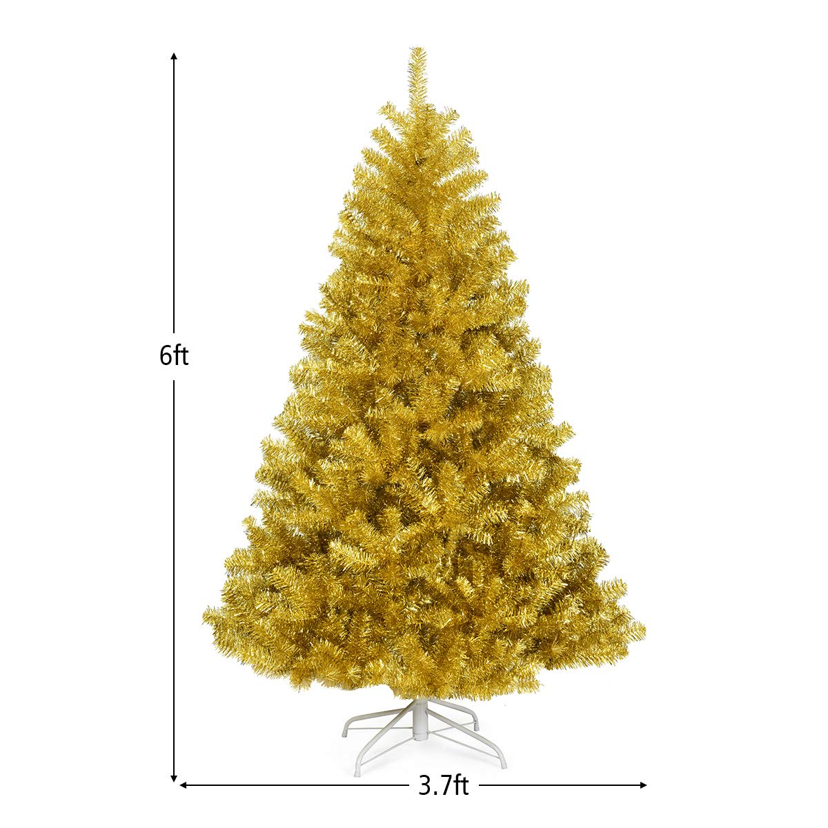 Goplus 6ft Unlit Black Christmas Tree, Artificial Halloween Tree with 1036 Branch Tips, Metal Stand, Xmas Full Tree for Indoor Holiday Carnival Party