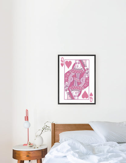 HAUS AND HUES Queen of Hearts Pink Decor Queen of Hearts Poster Aesthetic Pictures for Wall, Aesthetic Pink Modern Art Tween Posters and Girls Pink Wall Decor | UNFRAMED 12” x 16”