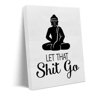 Funny Bathroom Wall Art Let That Shit Go Buddha Bathroom Wall Sign Hanging Decor Office Quotes Neon Posters Wall Decor for Toilet Bathroom Bedroom 11.5x15 Inches