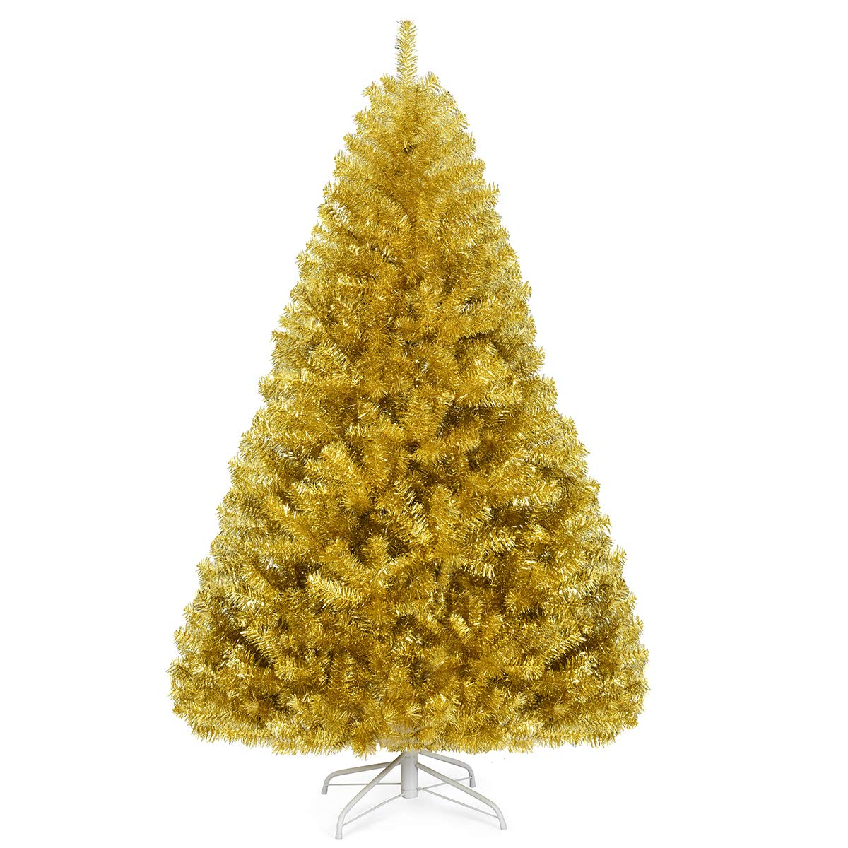 Goplus 6ft Unlit Black Christmas Tree, Artificial Halloween Tree with 1036 Branch Tips, Metal Stand, Xmas Full Tree for Indoor Holiday Carnival Party