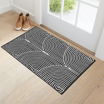 Tiffasea Woven Runner Rug 2'x6', Machine Washable Indoor Outdoor Rugs Cotton Woven Area Rug Hallway Runner Rug Entryway Rug for Living Room/Laundry/Bathroom/Bedroom(Black and White)