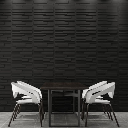 Art3d PVC Decorative Textures Black 3D Wall Panels for Interior Wall Décor, Black Wall Decor,Pack of 12 Tiles 32 Sq Ft