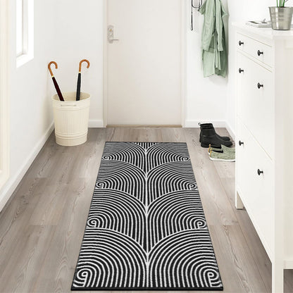 Tiffasea Woven Runner Rug 2'x6', Machine Washable Indoor Outdoor Rugs Cotton Woven Area Rug Hallway Runner Rug Entryway Rug for Living Room/Laundry/Bathroom/Bedroom(Black and White)