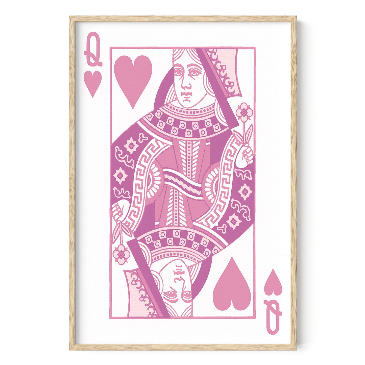 HAUS AND HUES Queen of Hearts Pink Decor Queen of Hearts Poster Aesthetic Pictures for Wall, Aesthetic Pink Modern Art Tween Posters and Girls Pink Wall Decor | UNFRAMED 12” x 16”