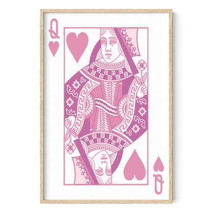 HAUS AND HUES Queen of Hearts Pink Decor Queen of Hearts Poster Aesthetic Pictures for Wall, Aesthetic Pink Modern Art Tween Posters and Girls Pink Wall Decor | UNFRAMED 12” x 16”