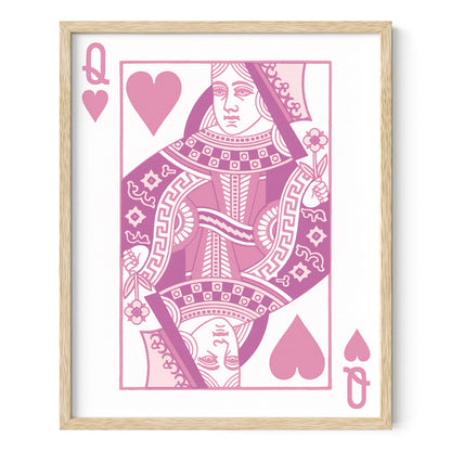 HAUS AND HUES Queen of Hearts Pink Decor Queen of Hearts Poster Aesthetic Pictures for Wall, Aesthetic Pink Modern Art Tween Posters and Girls Pink Wall Decor | UNFRAMED 12” x 16”