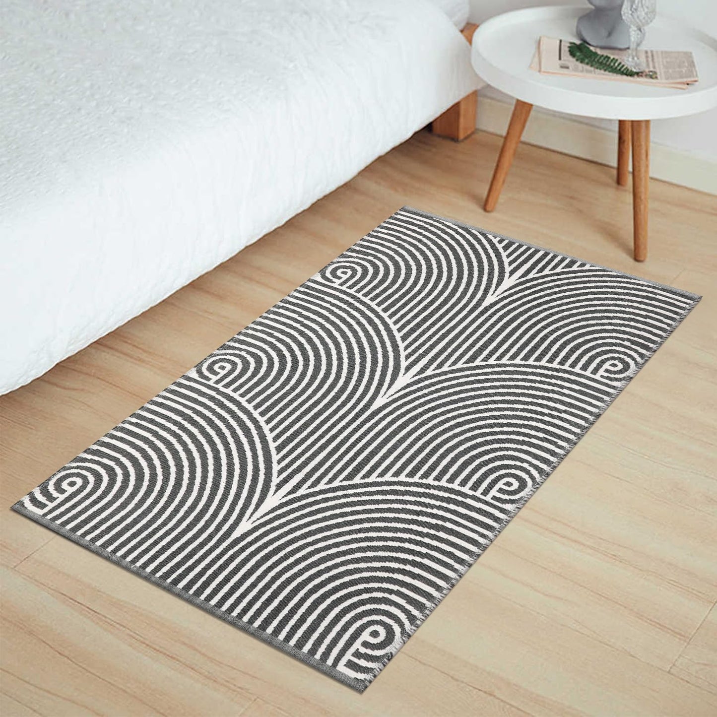 Tiffasea Woven Runner Rug 2'x6', Machine Washable Indoor Outdoor Rugs Cotton Woven Area Rug Hallway Runner Rug Entryway Rug for Living Room/Laundry/Bathroom/Bedroom(Black and White)