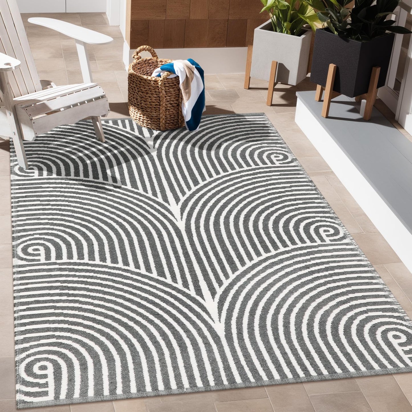 Tiffasea Woven Runner Rug 2'x6', Machine Washable Indoor Outdoor Rugs Cotton Woven Area Rug Hallway Runner Rug Entryway Rug for Living Room/Laundry/Bathroom/Bedroom(Black and White)