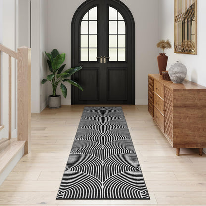 Tiffasea Woven Runner Rug 2'x6', Machine Washable Indoor Outdoor Rugs Cotton Woven Area Rug Hallway Runner Rug Entryway Rug for Living Room/Laundry/Bathroom/Bedroom(Black and White)