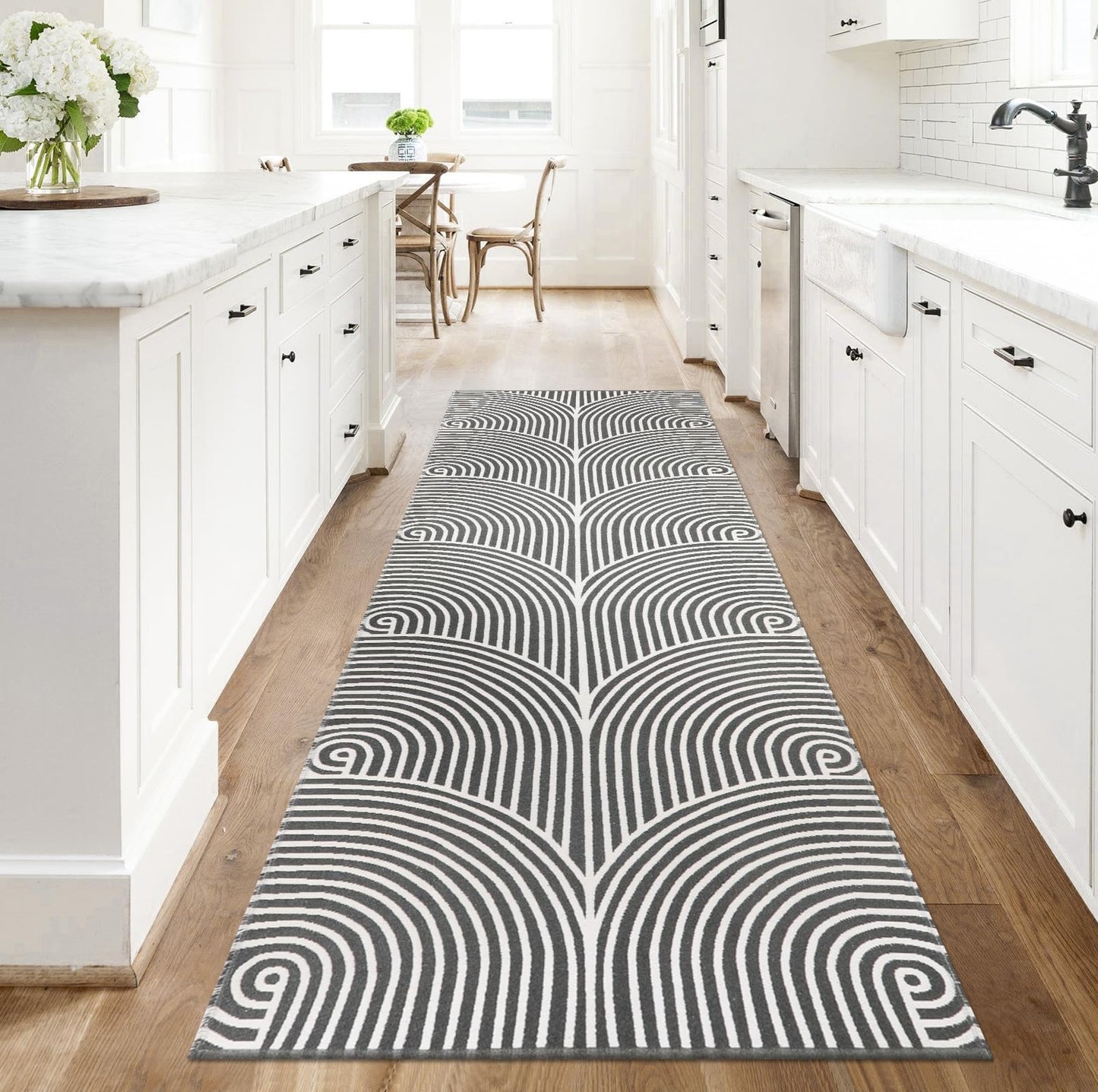 Tiffasea Woven Runner Rug 2'x6', Machine Washable Indoor Outdoor Rugs Cotton Woven Area Rug Hallway Runner Rug Entryway Rug for Living Room/Laundry/Bathroom/Bedroom(Black and White)