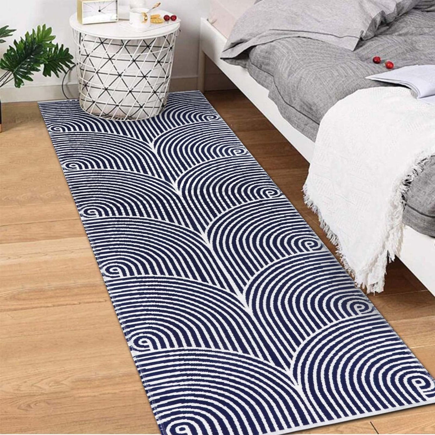 Tiffasea Woven Runner Rug 2'x6', Machine Washable Indoor Outdoor Rugs Cotton Woven Area Rug Hallway Runner Rug Entryway Rug for Living Room/Laundry/Bathroom/Bedroom(Black and White)