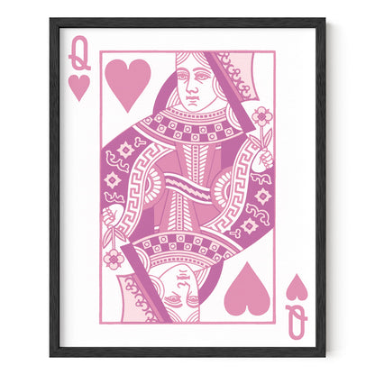 HAUS AND HUES Queen of Hearts Pink Decor Queen of Hearts Poster Aesthetic Pictures for Wall, Aesthetic Pink Modern Art Tween Posters and Girls Pink Wall Decor | UNFRAMED 12” x 16”