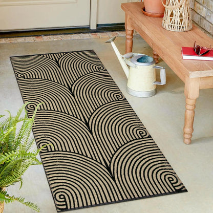 Tiffasea Woven Runner Rug 2'x6', Machine Washable Indoor Outdoor Rugs Cotton Woven Area Rug Hallway Runner Rug Entryway Rug for Living Room/Laundry/Bathroom/Bedroom(Black and White)