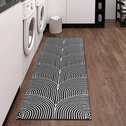 Tiffasea Woven Runner Rug 2'x6', Machine Washable Indoor Outdoor Rugs Cotton Woven Area Rug Hallway Runner Rug Entryway Rug for Living Room/Laundry/Bathroom/Bedroom(Black and White)