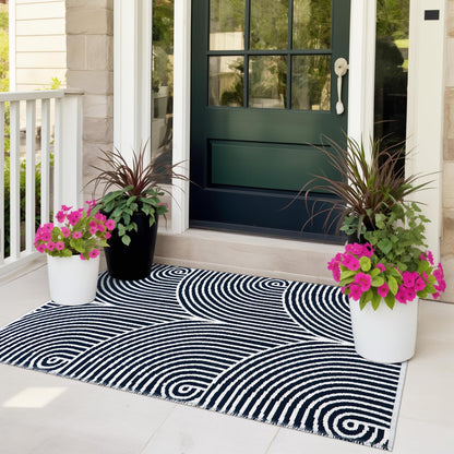 Tiffasea Woven Runner Rug 2'x6', Machine Washable Indoor Outdoor Rugs Cotton Woven Area Rug Hallway Runner Rug Entryway Rug for Living Room/Laundry/Bathroom/Bedroom(Black and White)