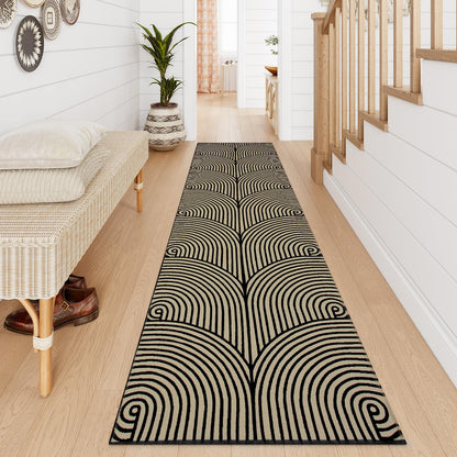 Tiffasea Woven Runner Rug 2'x6', Machine Washable Indoor Outdoor Rugs Cotton Woven Area Rug Hallway Runner Rug Entryway Rug for Living Room/Laundry/Bathroom/Bedroom(Black and White)