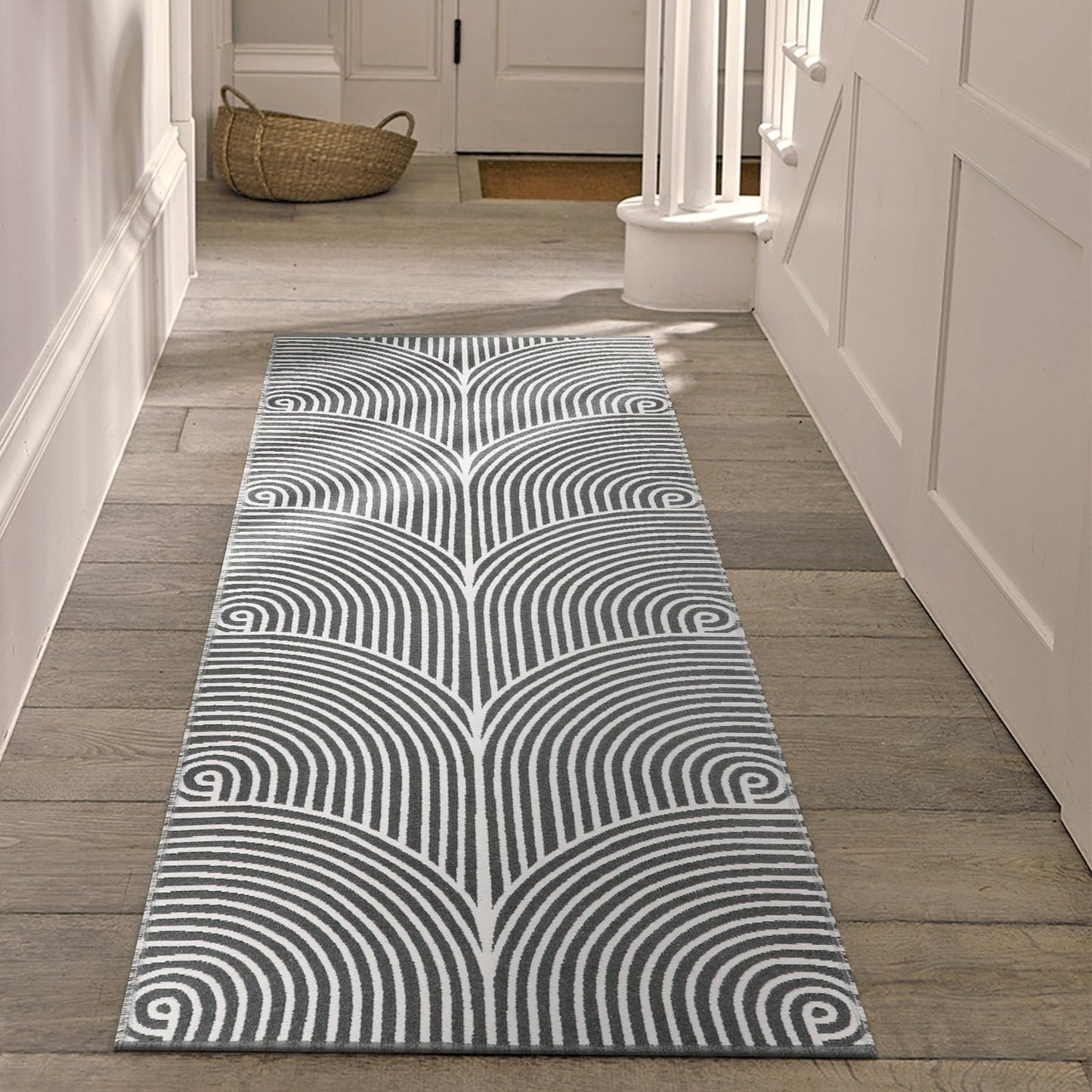 Tiffasea Woven Runner Rug 2'x6', Machine Washable Indoor Outdoor Rugs Cotton Woven Area Rug Hallway Runner Rug Entryway Rug for Living Room/Laundry/Bathroom/Bedroom(Black and White)