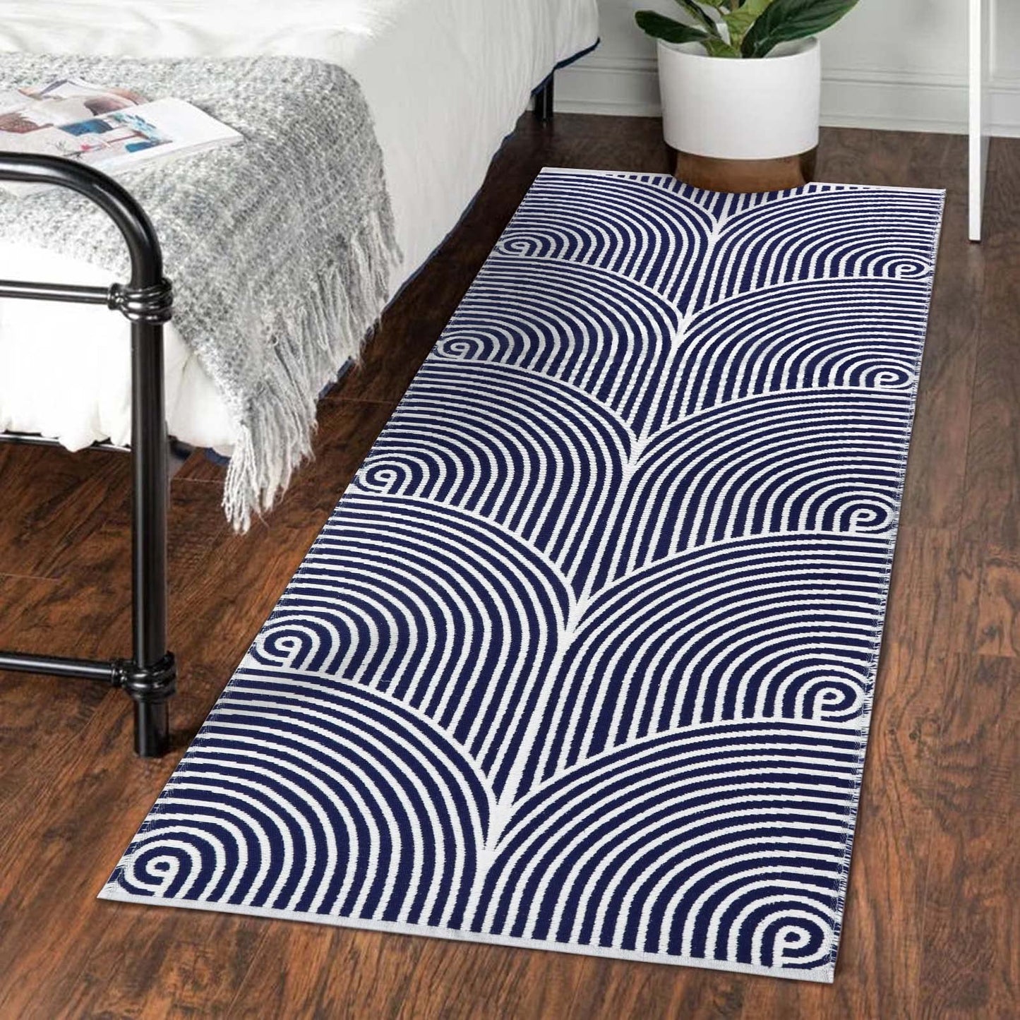 Tiffasea Woven Runner Rug 2'x6', Machine Washable Indoor Outdoor Rugs Cotton Woven Area Rug Hallway Runner Rug Entryway Rug for Living Room/Laundry/Bathroom/Bedroom(Black and White)