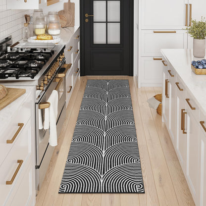 Tiffasea Woven Runner Rug 2'x6', Machine Washable Indoor Outdoor Rugs Cotton Woven Area Rug Hallway Runner Rug Entryway Rug for Living Room/Laundry/Bathroom/Bedroom(Black and White)