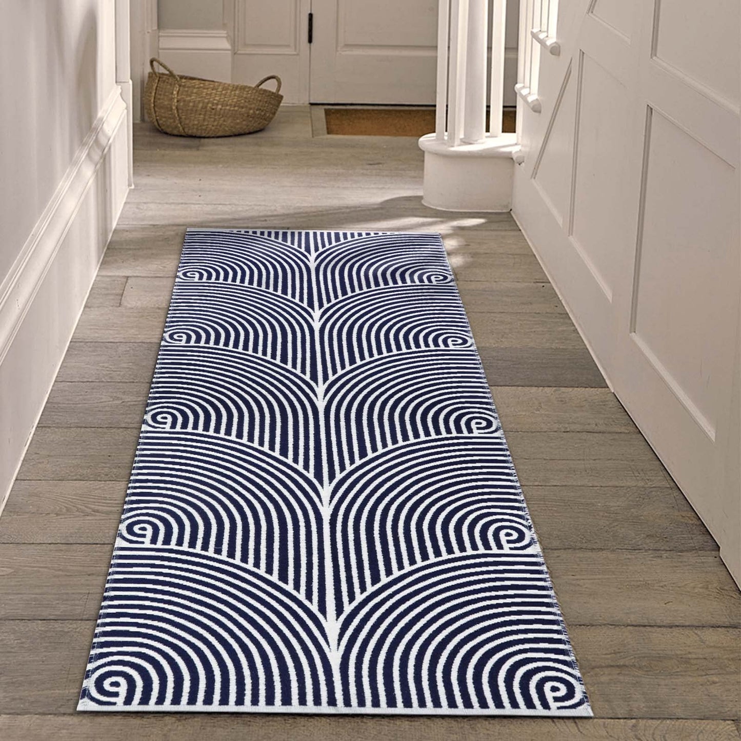 Tiffasea Woven Runner Rug 2'x6', Machine Washable Indoor Outdoor Rugs Cotton Woven Area Rug Hallway Runner Rug Entryway Rug for Living Room/Laundry/Bathroom/Bedroom(Black and White)