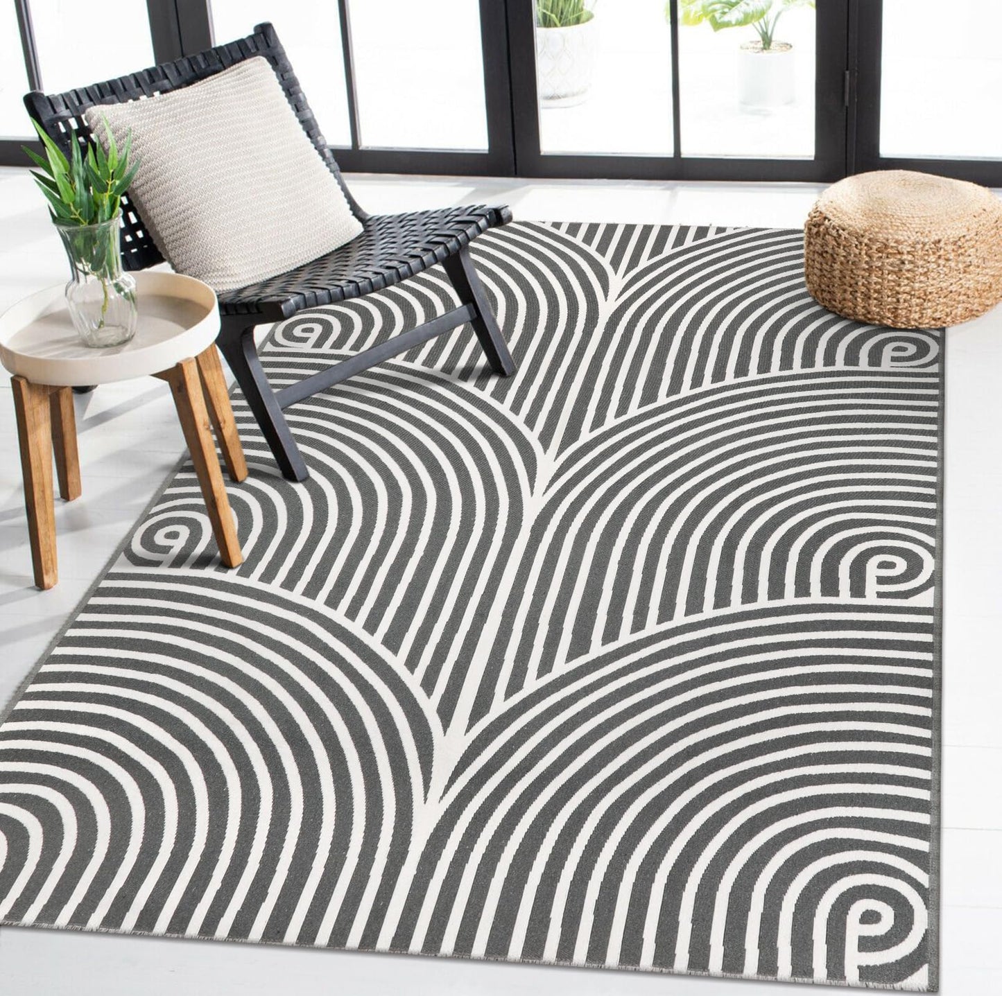 Tiffasea Woven Runner Rug 2'x6', Machine Washable Indoor Outdoor Rugs Cotton Woven Area Rug Hallway Runner Rug Entryway Rug for Living Room/Laundry/Bathroom/Bedroom(Black and White)