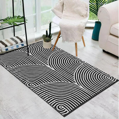 Tiffasea Woven Runner Rug 2'x6', Machine Washable Indoor Outdoor Rugs Cotton Woven Area Rug Hallway Runner Rug Entryway Rug for Living Room/Laundry/Bathroom/Bedroom(Black and White)