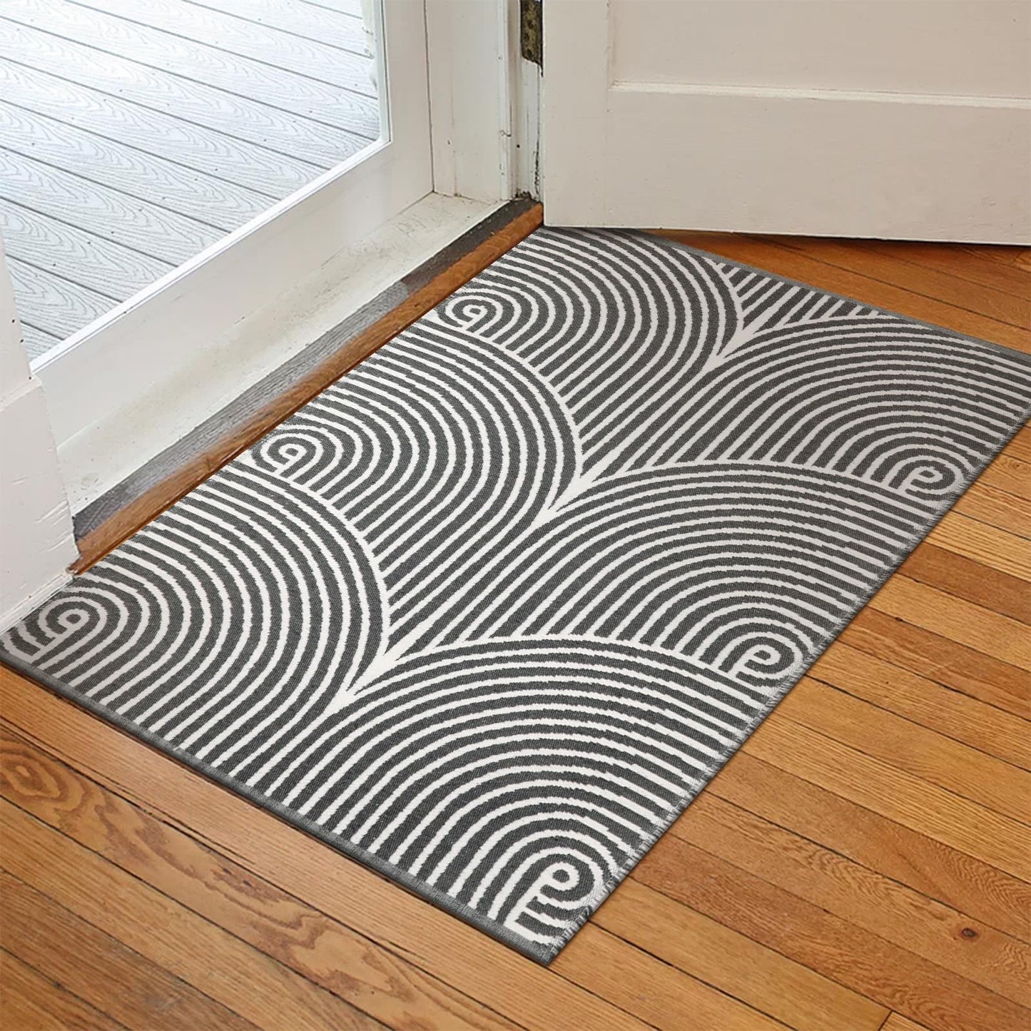 Tiffasea Woven Runner Rug 2'x6', Machine Washable Indoor Outdoor Rugs Cotton Woven Area Rug Hallway Runner Rug Entryway Rug for Living Room/Laundry/Bathroom/Bedroom(Black and White)