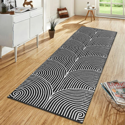 Tiffasea Woven Runner Rug 2'x6', Machine Washable Indoor Outdoor Rugs Cotton Woven Area Rug Hallway Runner Rug Entryway Rug for Living Room/Laundry/Bathroom/Bedroom(Black and White)