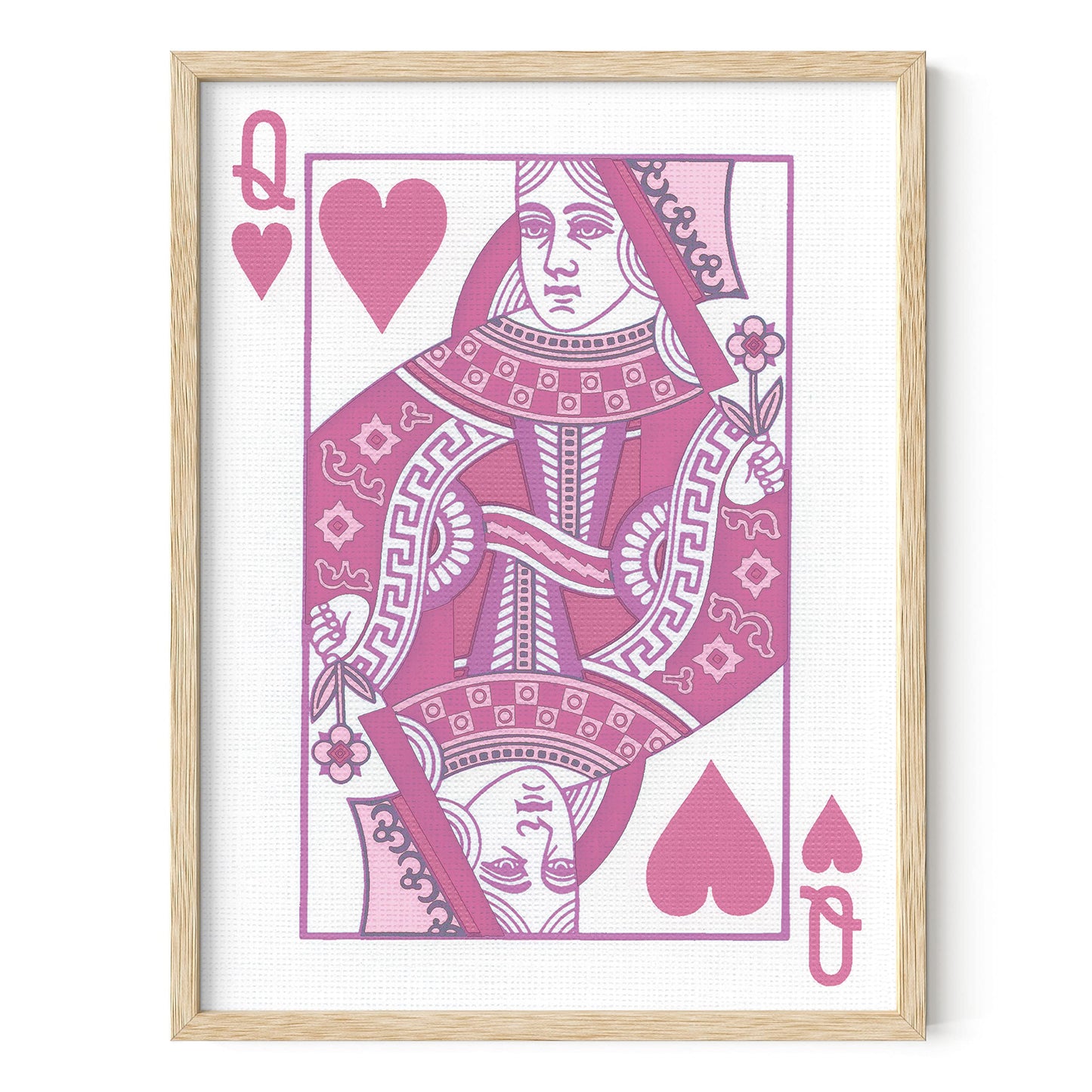 HAUS AND HUES Queen of Hearts Pink Decor Queen of Hearts Poster Aesthetic Pictures for Wall, Aesthetic Pink Modern Art Tween Posters and Girls Pink Wall Decor | UNFRAMED 12” x 16”