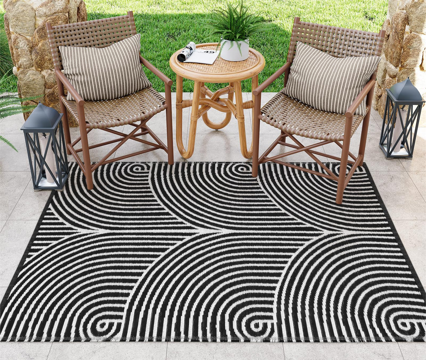 Tiffasea Woven Runner Rug 2'x6', Machine Washable Indoor Outdoor Rugs Cotton Woven Area Rug Hallway Runner Rug Entryway Rug for Living Room/Laundry/Bathroom/Bedroom(Black and White)