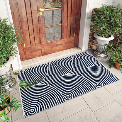 Tiffasea Woven Runner Rug 2'x6', Machine Washable Indoor Outdoor Rugs Cotton Woven Area Rug Hallway Runner Rug Entryway Rug for Living Room/Laundry/Bathroom/Bedroom(Black and White)